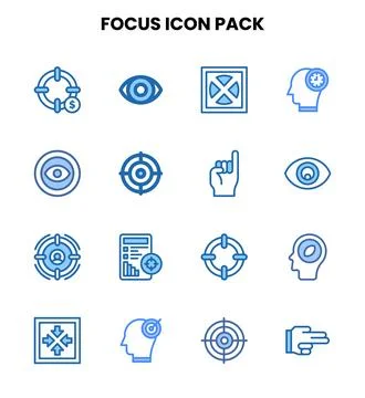 Focus Two Colour Set Icons Pack Stock Illustration