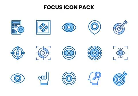 Focus Two Colour Vector Icons Pack Stock Illustration
