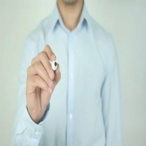 Focus on User, Writing On Transparent Screen Stock Footage