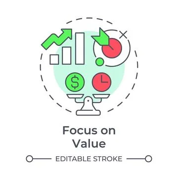 Focus on value multi color concept icon Illustrazione stock