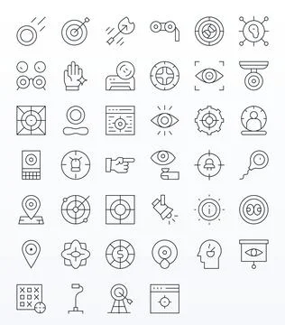 Focus Visual Pack containing 40 Thin Line Editable Vector Icons Stock Illustration