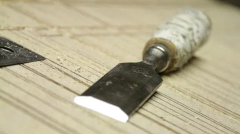 Focus on wood chisels Stock Footage 64126522