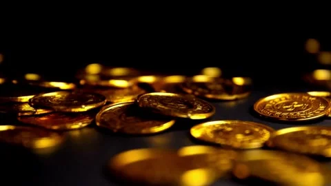 Focus on word Fine Gold using US Treasury issue Gold Eagle one ounce pure gol Stock Footage 272770019