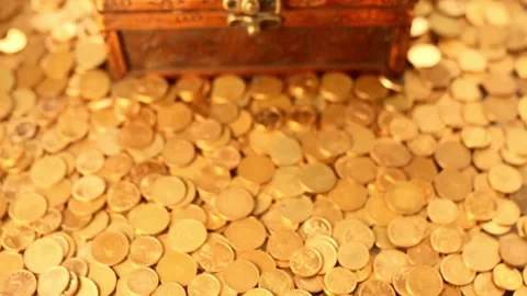 Focus on word Fine Gold using US Treasury issue Gold Eagle one ounce pure gold Stock-Footage 334028019
