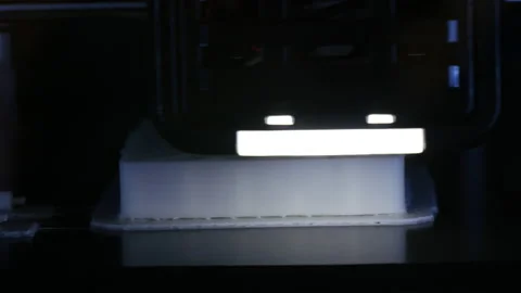 Focus of Working Electronic three dimensional plastic printer Stockbeeldmateriaal 162642100