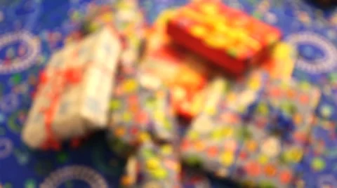 Focus on wrapped gifts Stock Footage 50451574