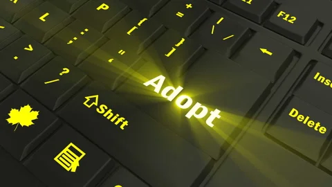 Focus on the yellow glowing Adopt button Stock Footage 100681896