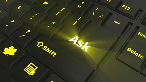 Focus on the yellow glowing Ask button Video stock 100686428