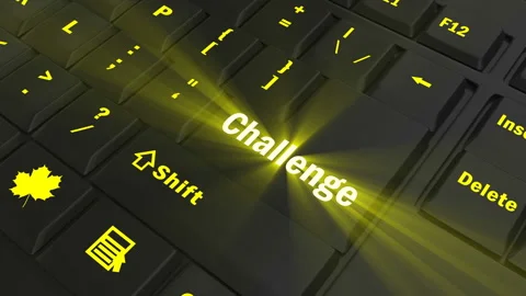 Focus on the yellow glowing Challenge button Stock Footage 100682589