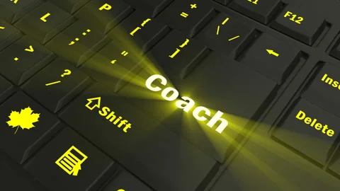 Focus on the yellow glowing Coach button Stock Footage 100679131