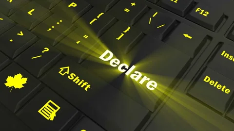 Focus on the yellow glowing Declare button Stock Footage 100683098