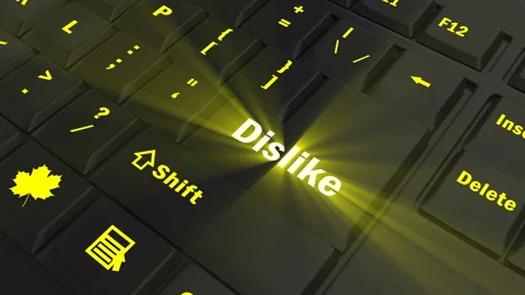 Focus on the yellow glowing Dislike button Stock Footage 100687144