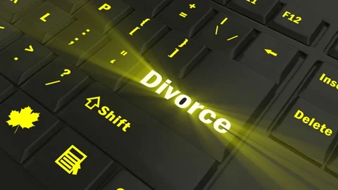 Focus on the yellow glowing Divorce button Stock Footage 100679412