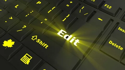 Focus on the yellow glowing Edit button Stock Footage 100679555