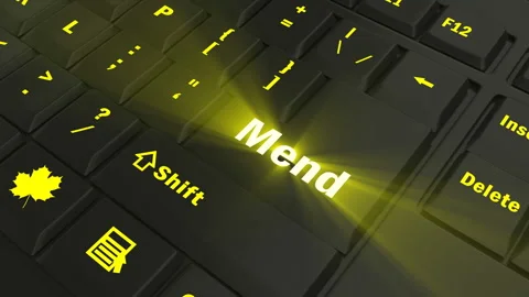 Focus on the yellow glowing Mend button Stock Footage 100684341