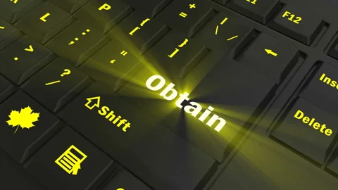 Focus on the yellow glowing Obtain button Stock Footage 100688753