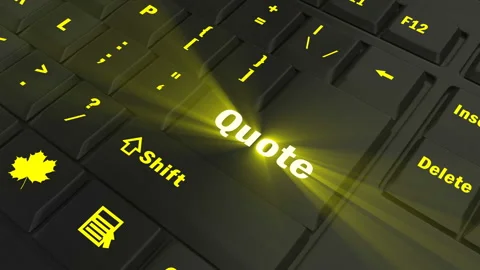 Focus on the yellow glowing Quote button Video stock 100685516