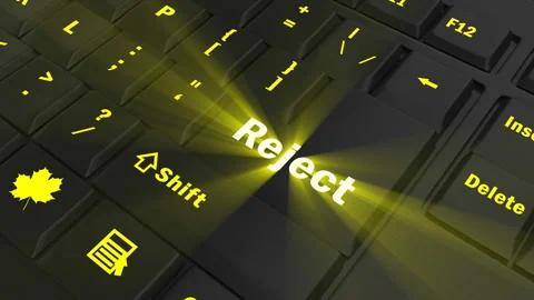 Focus on the yellow glowing Reject button Stock Footage 100689173