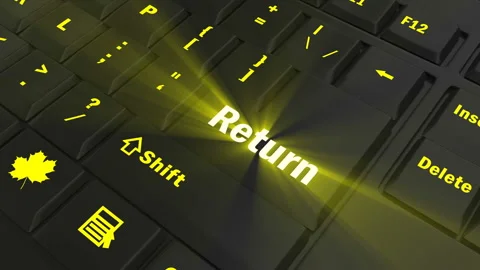 Focus on the yellow glowing Return button Video stock 100680708