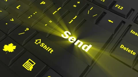 Focus on the yellow glowing Send button Video stock 100680779