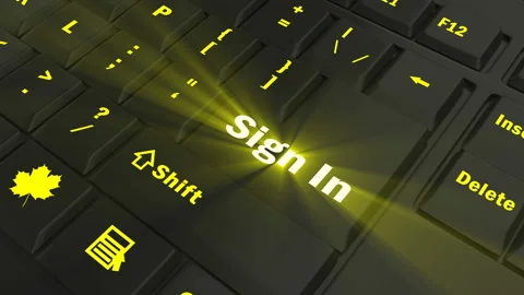 Focus on the yellow glowing Sign In button Stock Footage 100685981