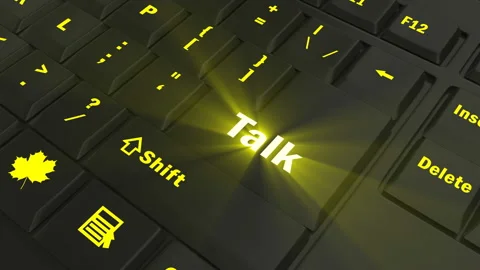 Focus on the yellow glowing Talk button Video stock 100686197