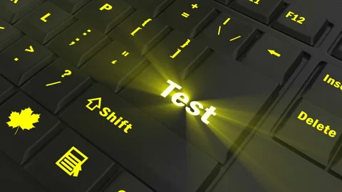 Focus on the yellow glowing Test button Stock Footage 100681196