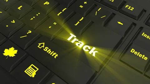 Focus on the yellow glowing Track button Video stock 100689475