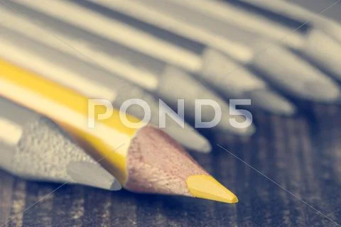 Focus at yellow pencil Stock Photos