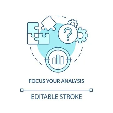 Focus your analysis turquoise concept icon Stock Illustration