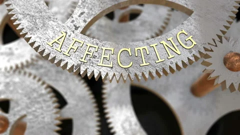 Focuse on the inscription AFFECTING on the gear Stock Footage 108201347