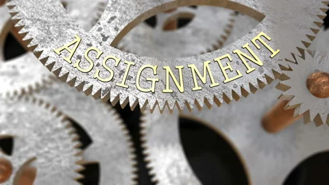 Focuse on the inscription ASSIGNMENT on the gear Stock Footage 108139152