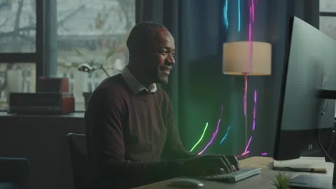 A Focused and Dedicated Professional at Work Utilizing Digital Effects Stock Footage 319442784