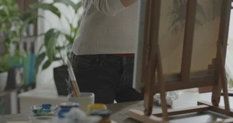 Focused artist working in the atelier Stock Footage 151163765