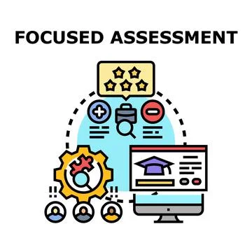 Focused assessment and online learning evaluation concept Stock Illustration