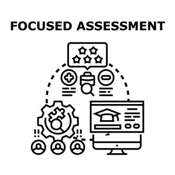 Focused assessment and online learning evaluation concept Stock Illustration
