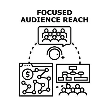 Focused audience reach vector concept illustration 库存插图