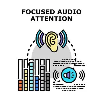 Focused audio attention sound perception concept Stock Illustration