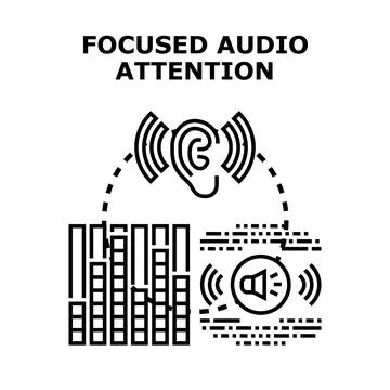 Focused audio attention sound perception concept Stock Illustration