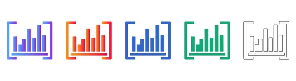 Focused Bar Chart Analytics Icons Illustrazione stock
