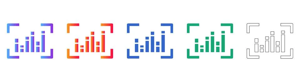 Focused Bar Chart Icons for Data Visualization Stock Illustration