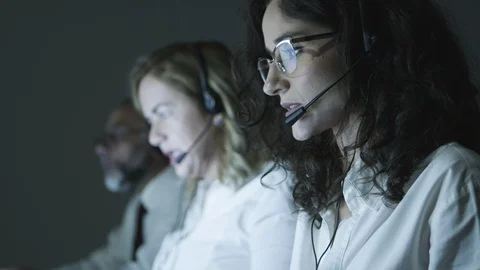 Focused call center operators Stock Footage 120591563