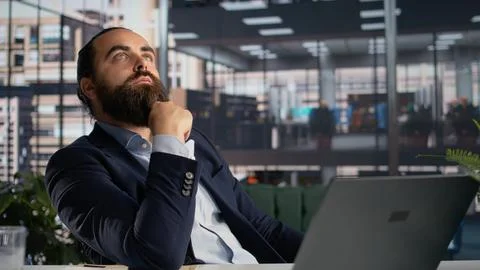 Focused CEO thinking about options and new business ideas for growth Stock Photos