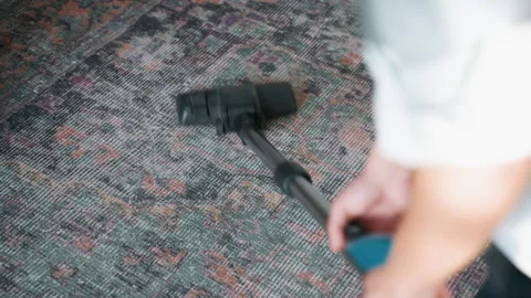 Focused cleaning of patterned carpet fibers efficiently. Intensive spot cleaning Stock Footage 337459793