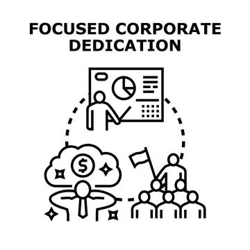 Focused corporate dedication leading team success Stock Illustration