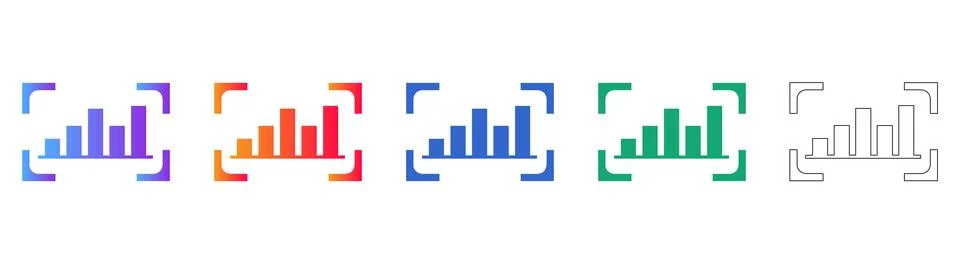 Focused Data Analysis Icons Illustrazione stock