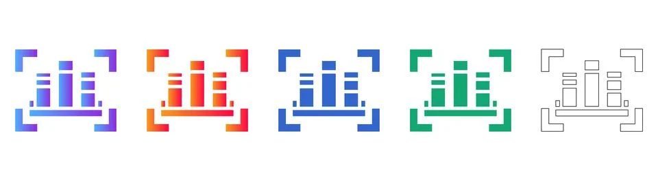 Focused Data Analysis Target Icons Stock Illustration