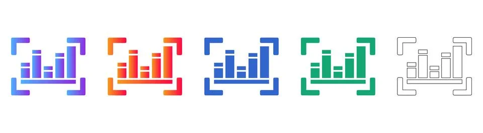 Focused Data Growth Bar Graph Icons Stock Illustration