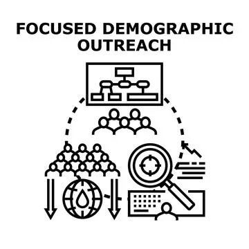 Focused demographic outreach program reaching target audience 库存插图