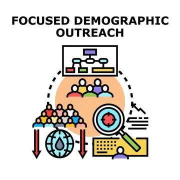 Focused demographic outreach program reaching target audience Stock Illustration